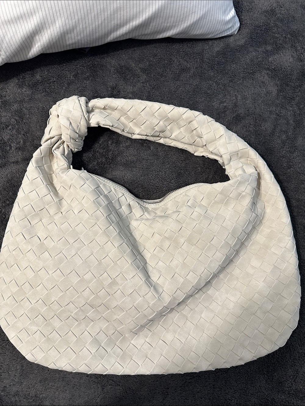 Urban Expressions Knotted Woven Hobo in Light Cream